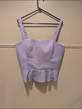 Frankly Lilac Peplum Square-Neck Tank Top